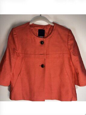 J. Crew Women's Retro Twill Jacket Cotton Hemp Blend Lined Textured Coral - 6